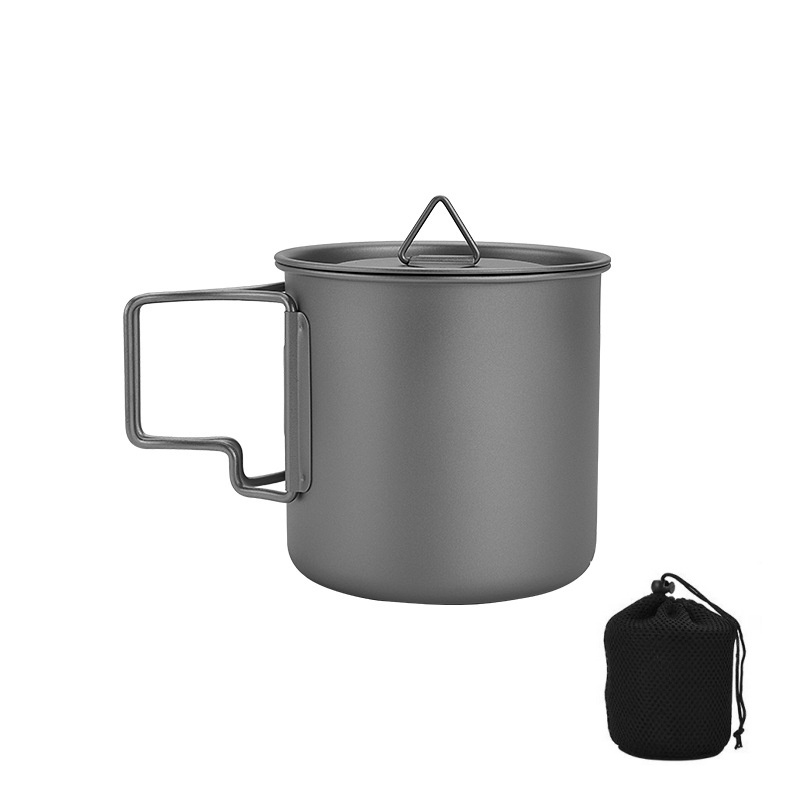 Travel Kitchen Accessories - Tytanowy kubek kempingowy ze składanym uchwytem,
