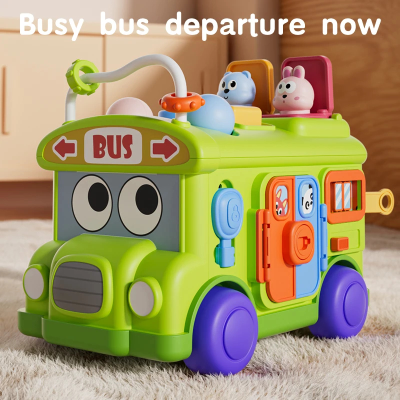 Travel Accessories Baby - Montessori Edukacyjny Autobus Zabawka dla Niemowląt,