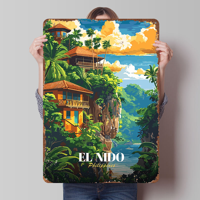 Travel Accessories Philippines - Plakat Podróżniczy El Nido Filipiny, Personalizowane