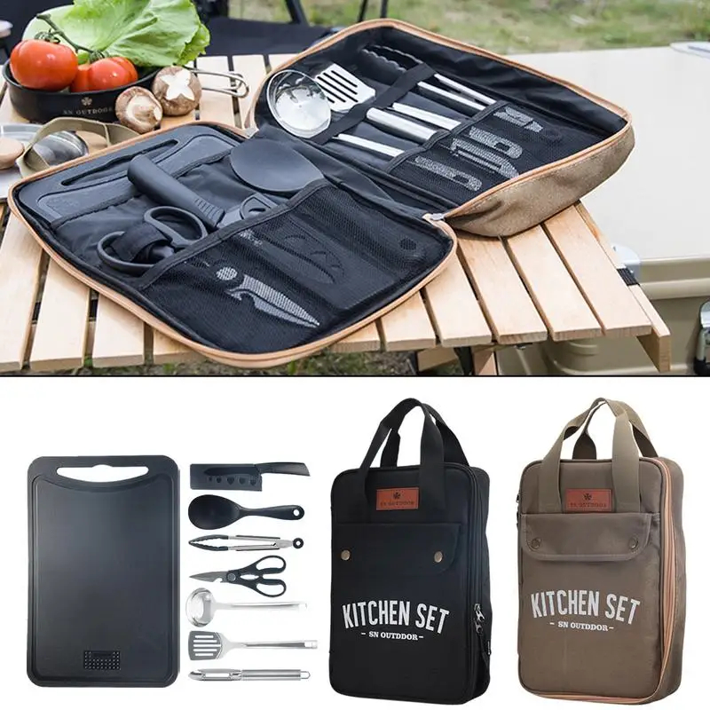 Travel Kitchen Accessories - 8-częściowy zestaw naczyń kuchennych na kemping,